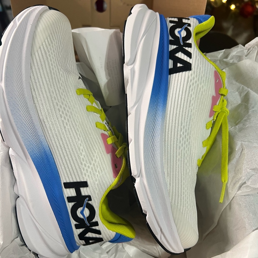 Hoka White and Blue Running Shoes